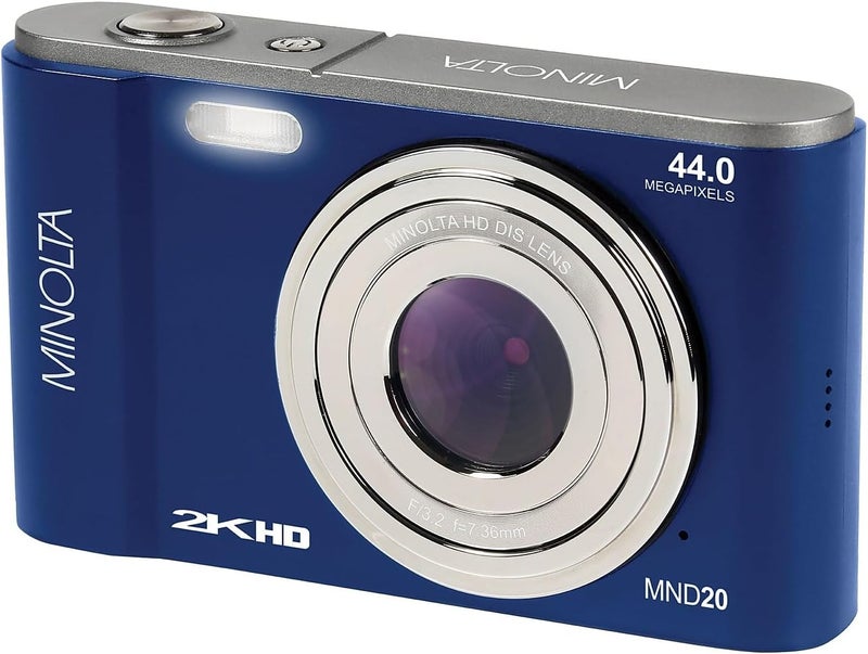 Minolta MND20 44MP Digital Camera – 2.7K Ultra HD Video, 16X Digital Zoom, Anti-Shake Stabilization, Time Lapse, Face Detection, 2.9-inch LCD Display – Lightweight Compact Camera (Blue) - Image 4